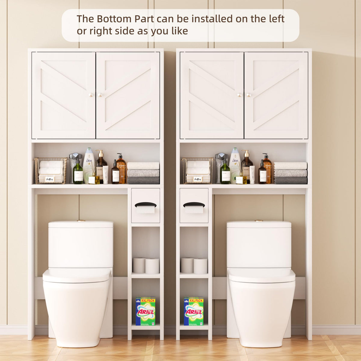 White Over the Toilet Storage Cabinet with Adjustable Shelf H431