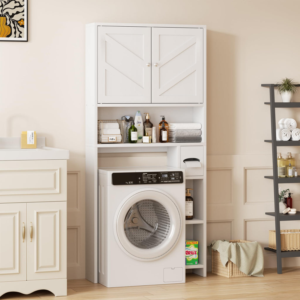 White Over the Toilet Storage Cabinet with Adjustable Shelf H431