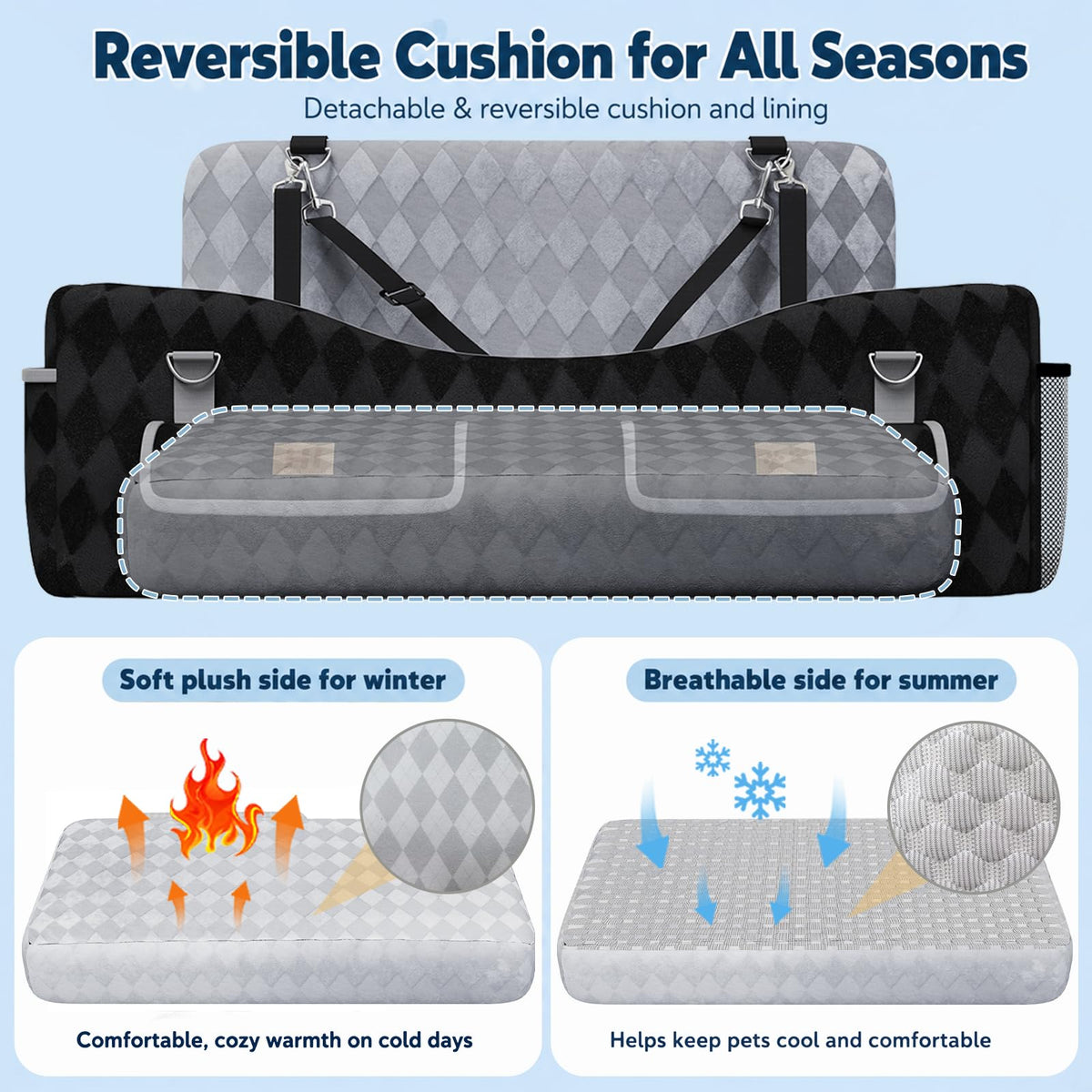 Medium & Large Dog Car Seat with Memory Foam Cushion B372995