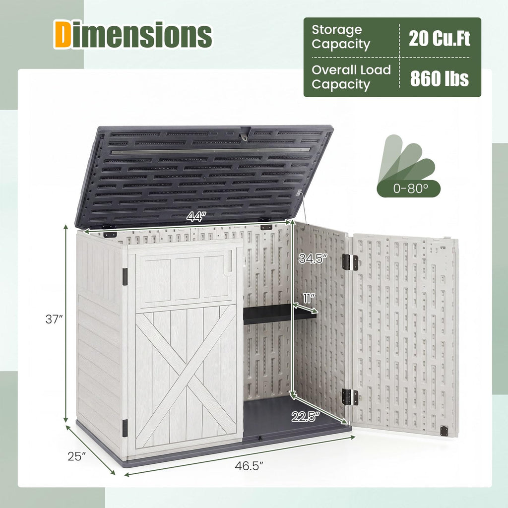 20 Cu.Ft Outdoor Storage Cabinet with Adjustable Shelf V65039