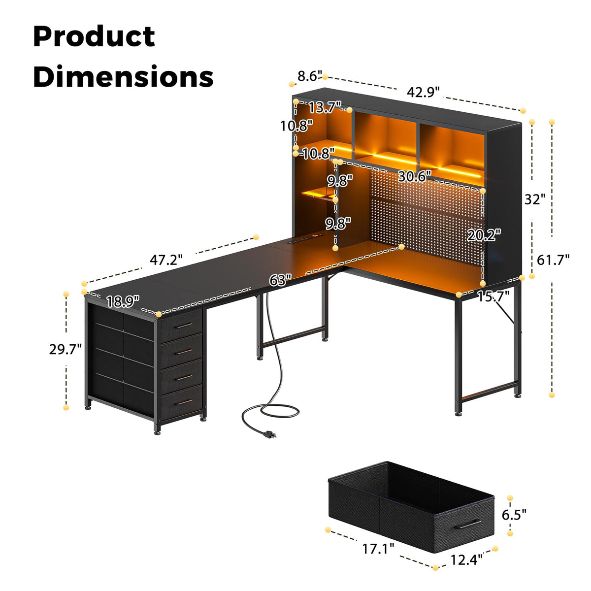 63" L Shaped Desk N119