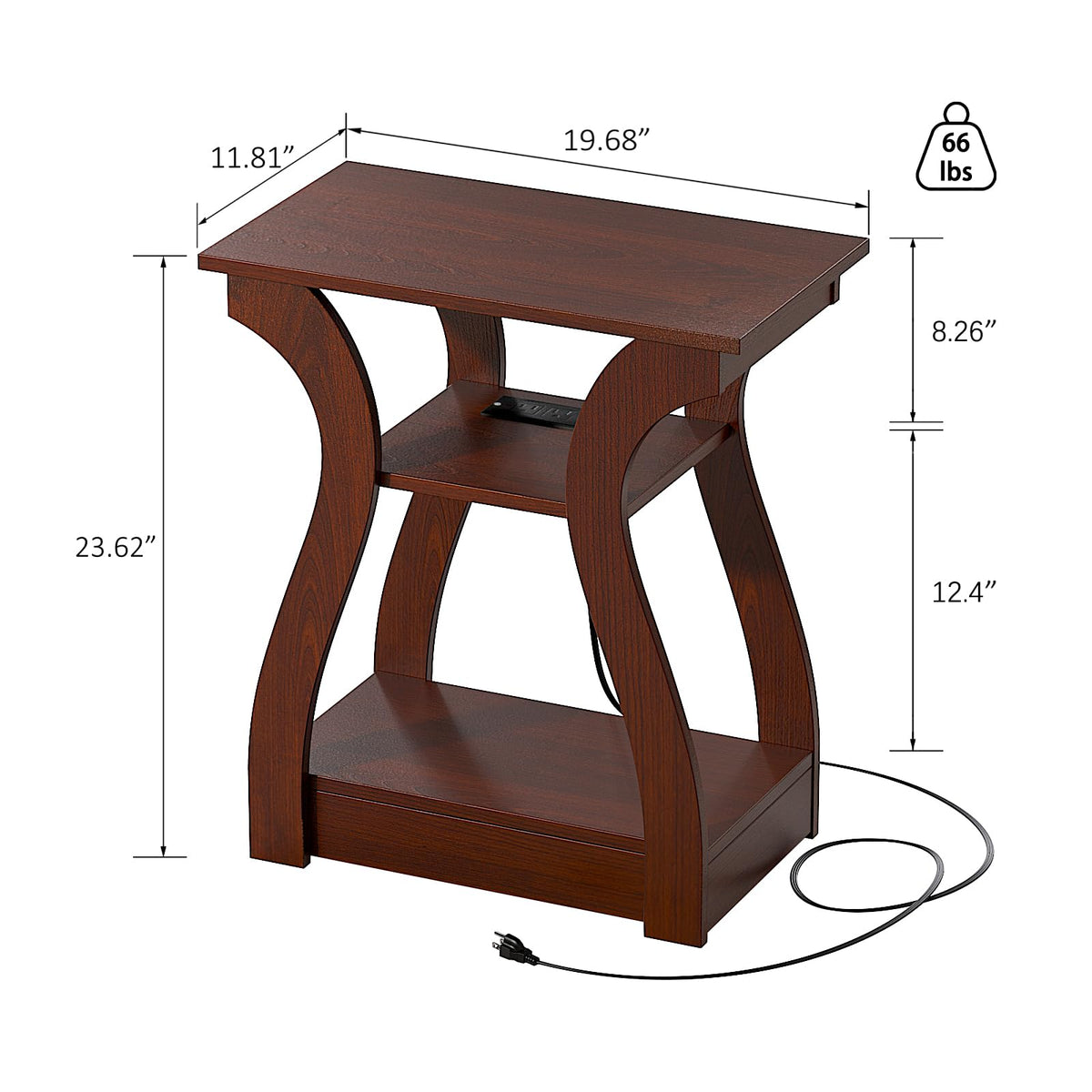 Cherry End Tables Set of 2 with Charging Station Z80152