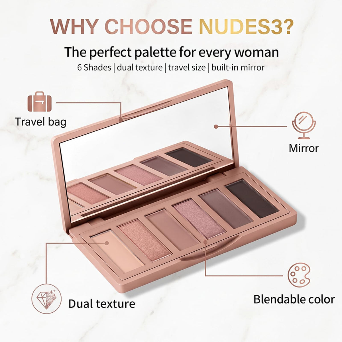 Mini 6 Color Matte & Shimmer Eyeshadow Palette V959