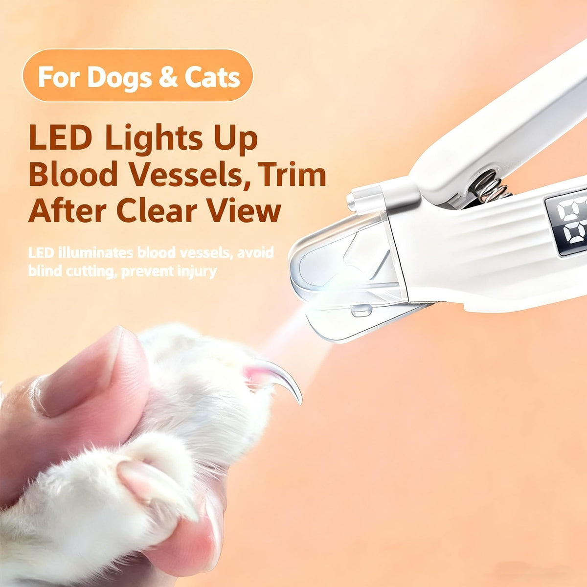 2-in-1 Dog Cat Nail Clipper Grinder with LED Light Q102964