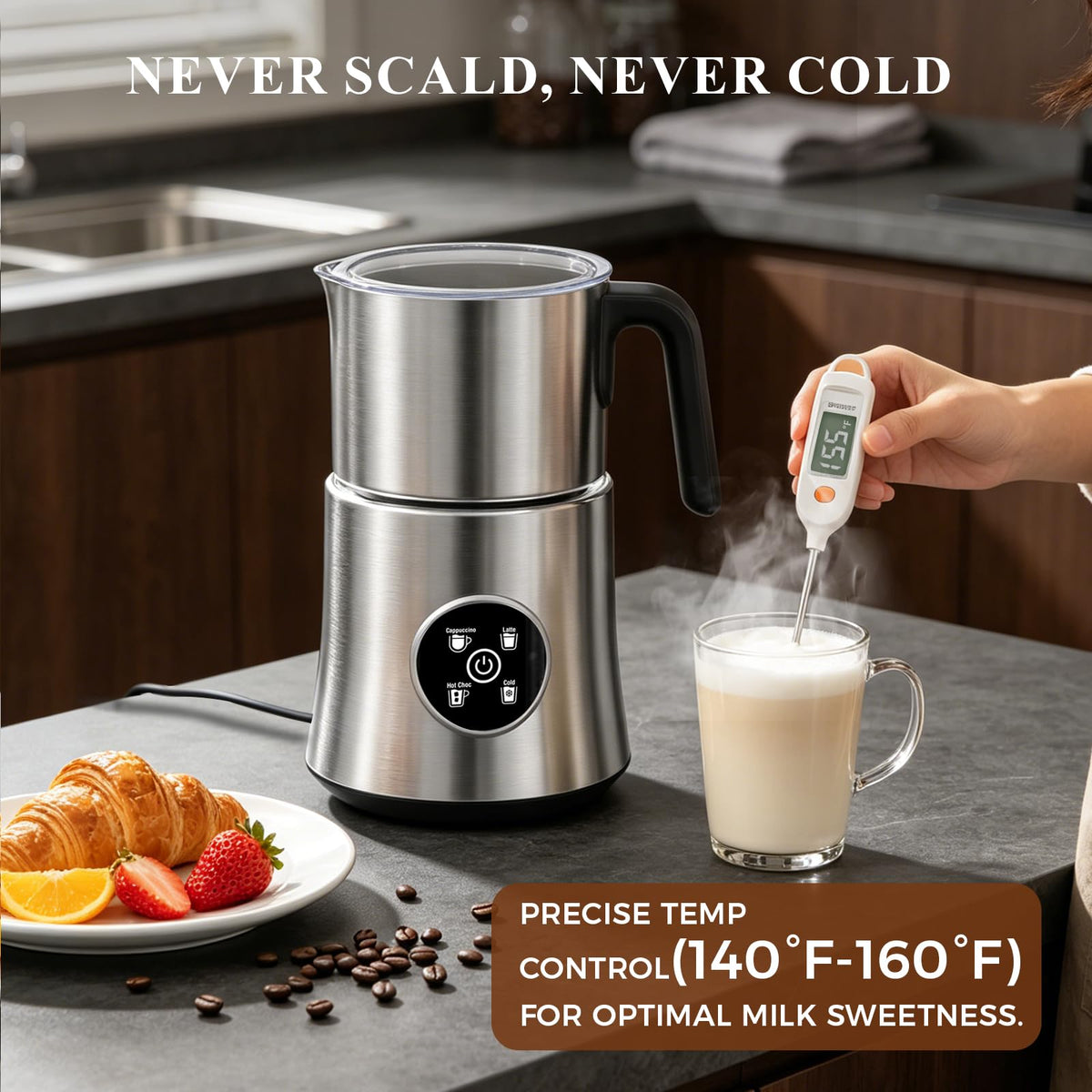 4-in-1 Electric Milk Frother and Steamer with Stainless Steel Jug C572799
