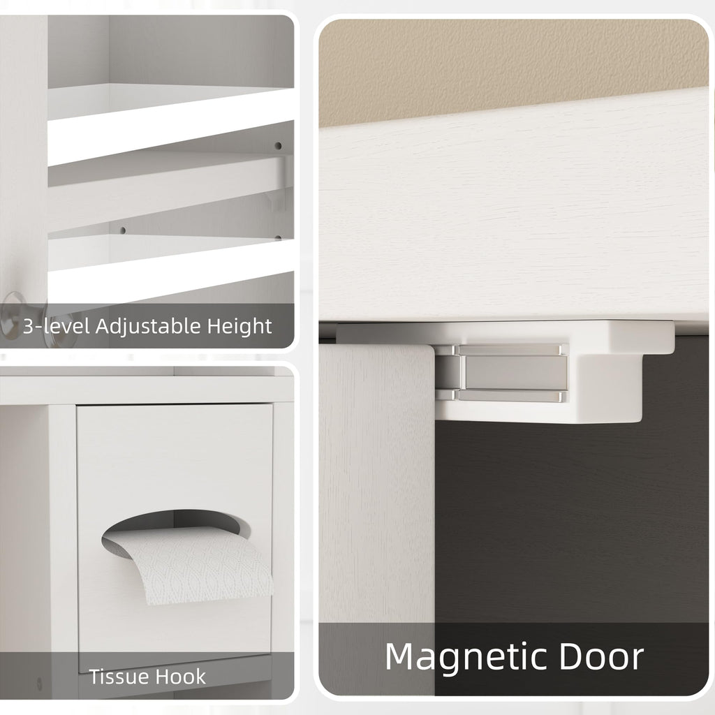 White Over the Toilet Storage Cabinet with Adjustable Shelf H431