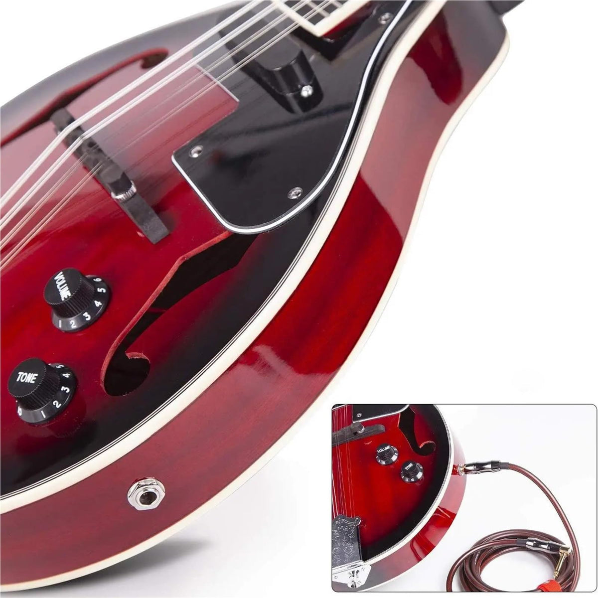 Acoustic Electric Mandolin Instrument Vintage Red Sunburst Mahogany Wood V386938