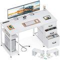 51 Inch White Computer Desk with Drawers G469784
