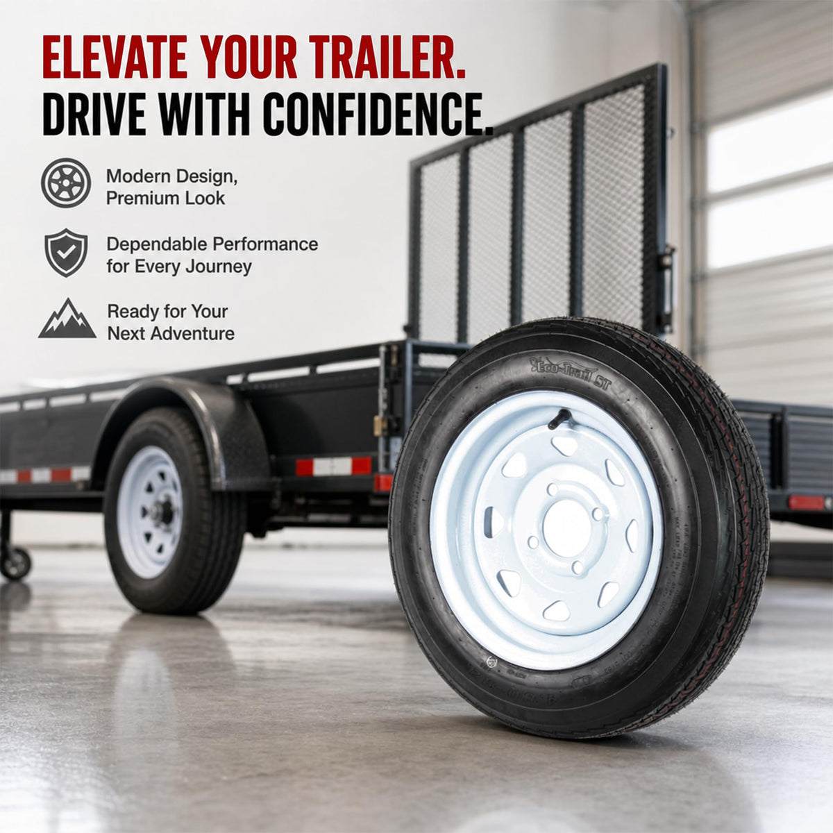 2-Pack Trailer Tire Rim Assembly 4.80-12 White 4 Lug A85073