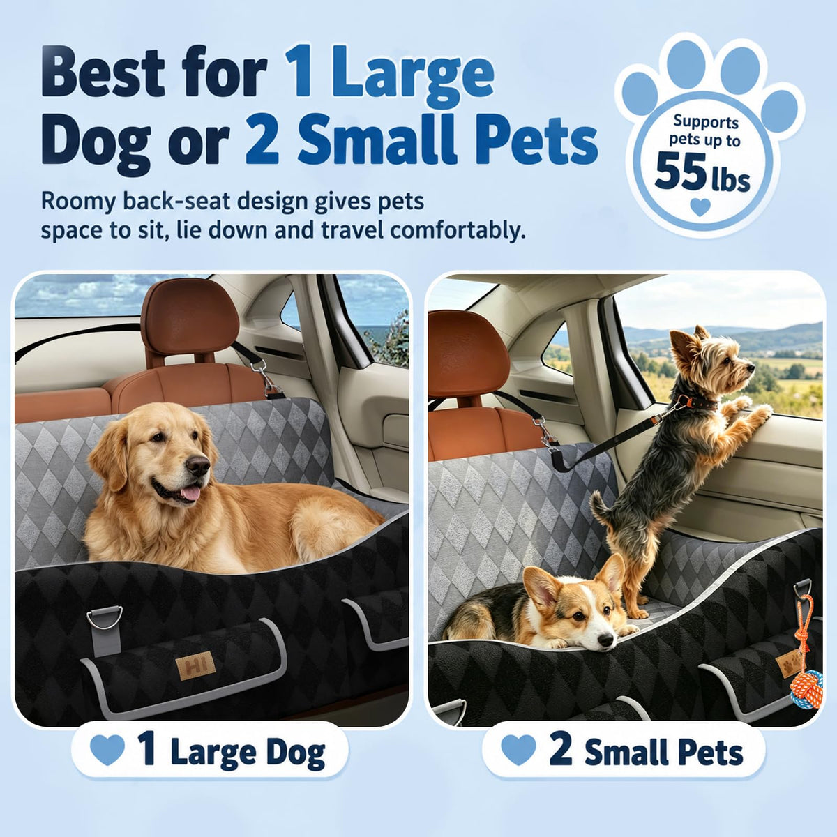 Medium & Large Dog Car Seat with Memory Foam Cushion B372995