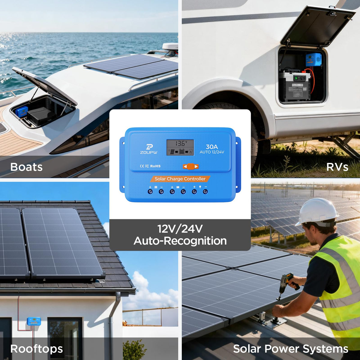 220 Watt Monocrystalline Solar Panel Kit with 30A PWM Charge Controller S9166