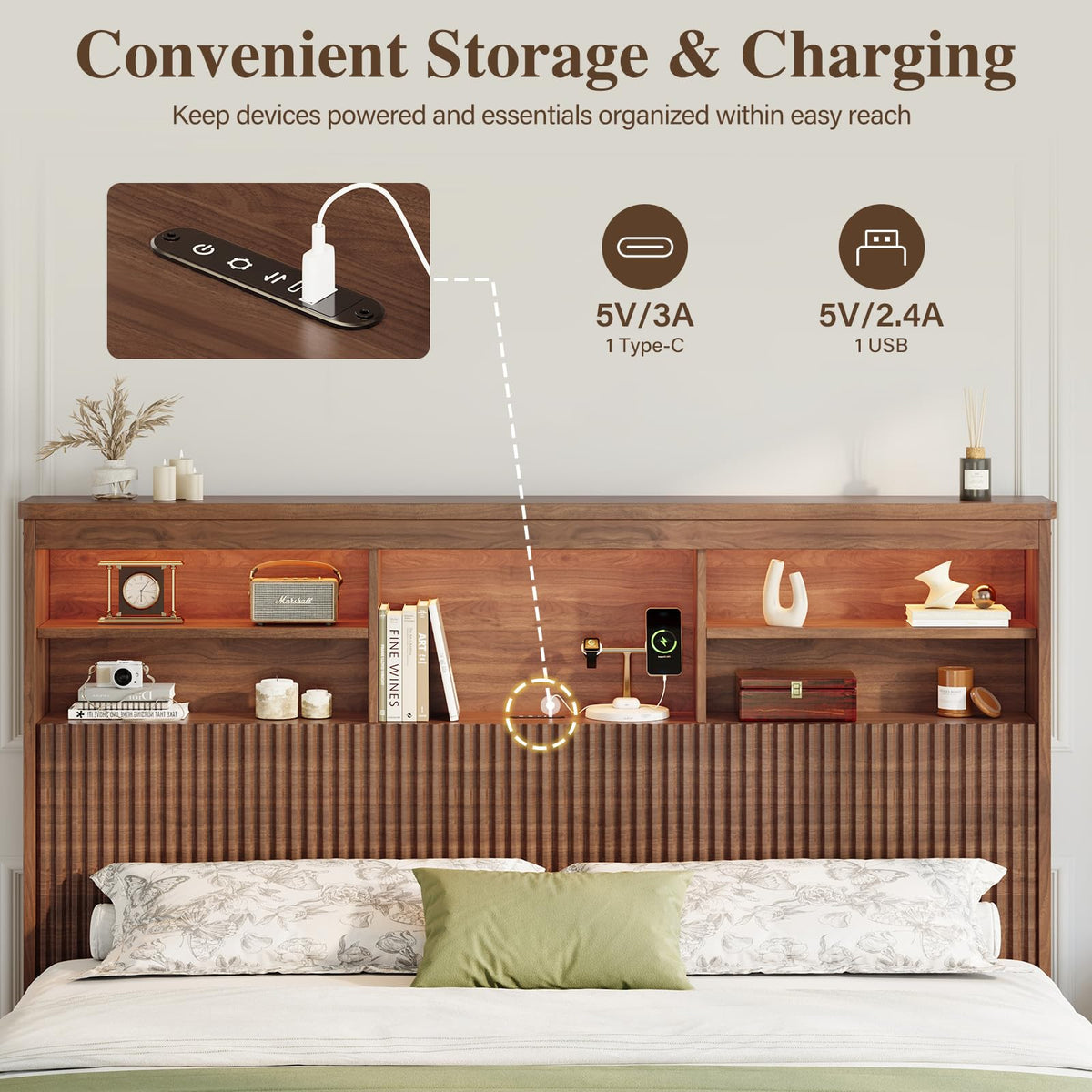 Queen Size Bed Frame with 4 Storage Drawers T373