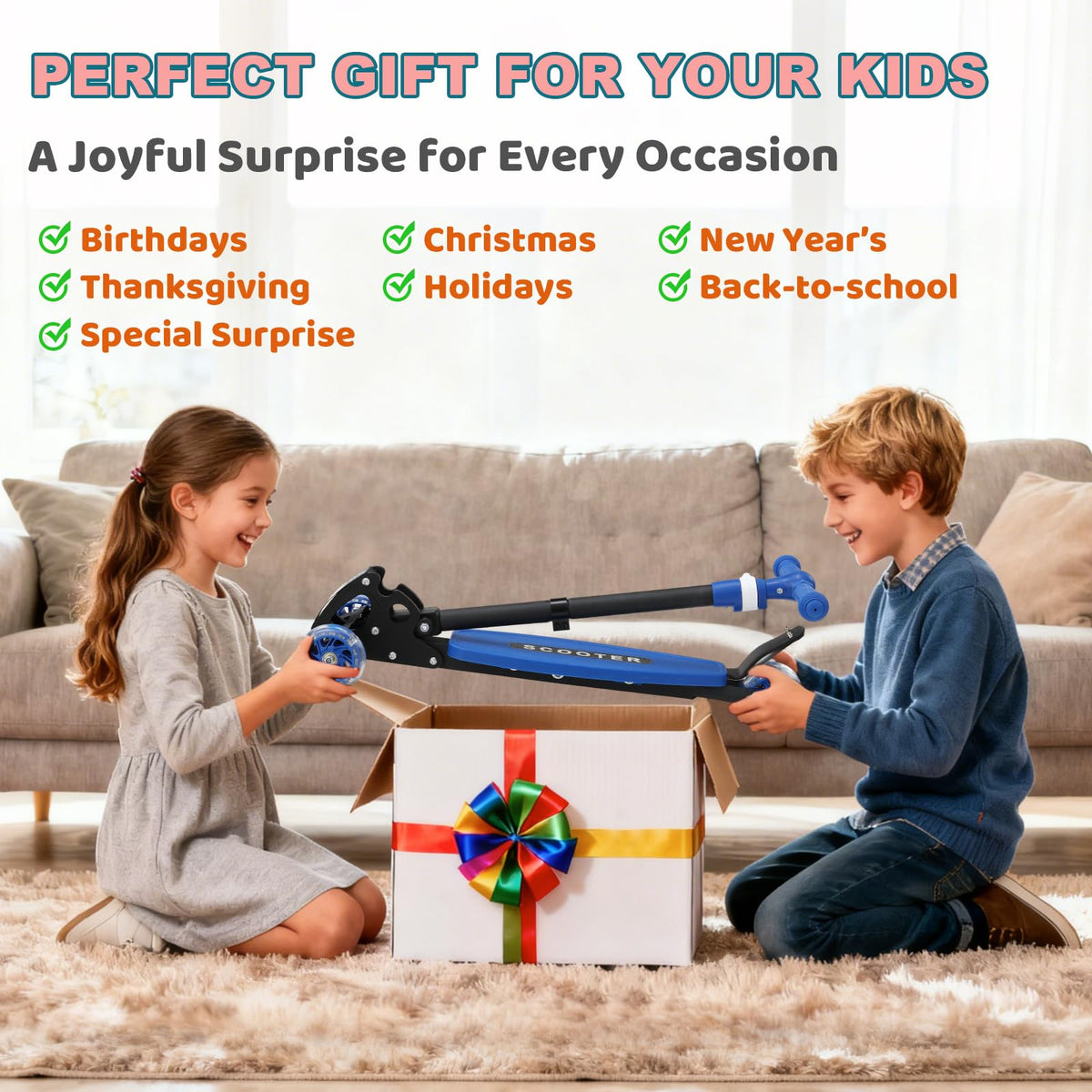 3 Wheel Kids Scooter with LED Light-Up Wheels Y375