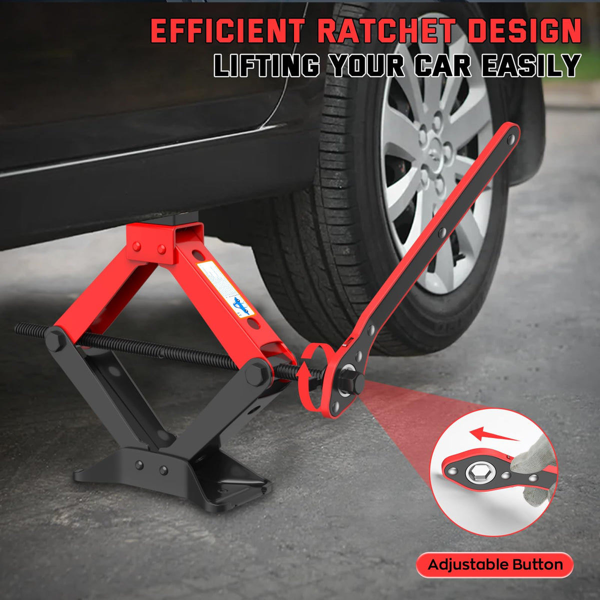 3 Ton Heavy Duty Scissor Jack with Ratchet Wrench U478255