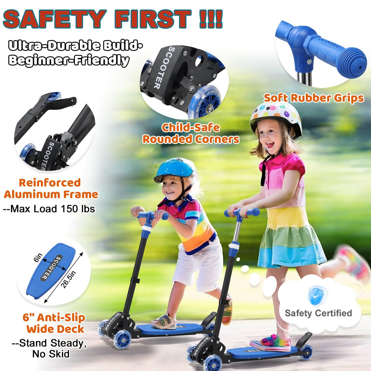 3 Wheel Kids Scooter with LED Light-Up Wheels Y375