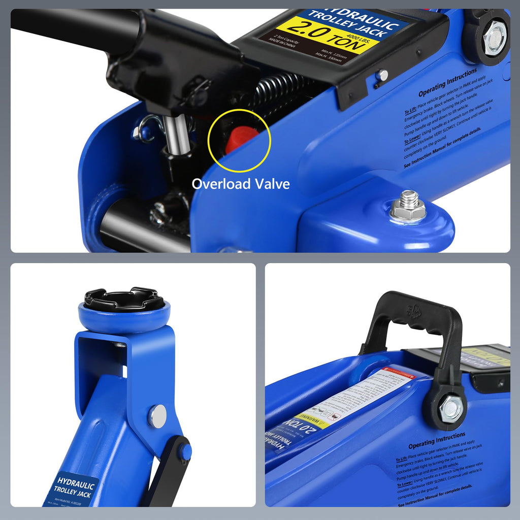 2 Ton Low Profile Floor Jack, 4000 lbs, Blue A95587