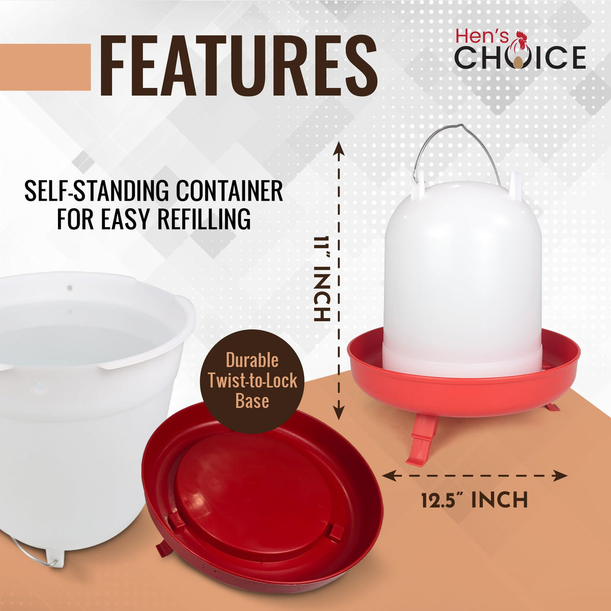 8L Chicken Waterer with Adjustable Legs A745