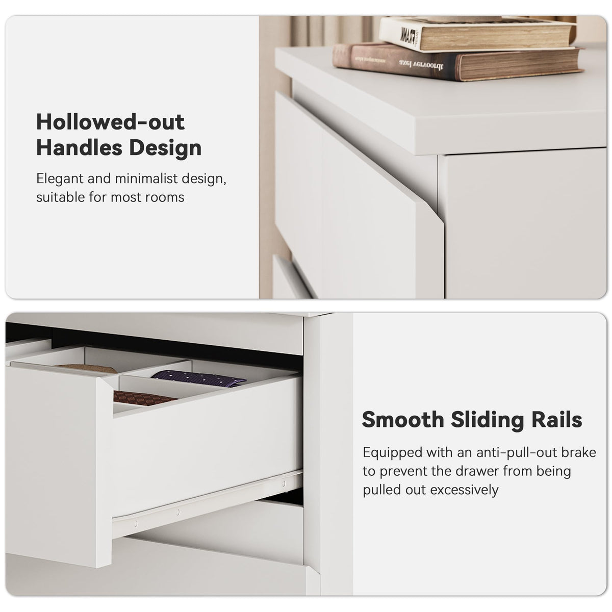 White Tall 7 Drawer Wood Dresser W6881