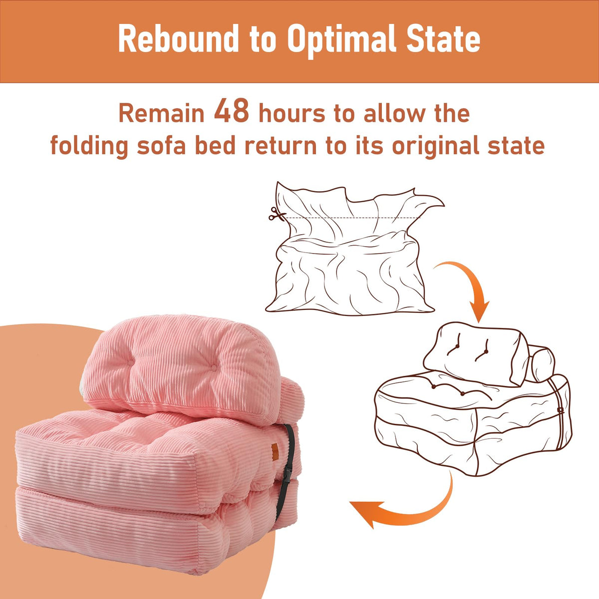 Folding Convertible Sofa Bed with Pillow J34695