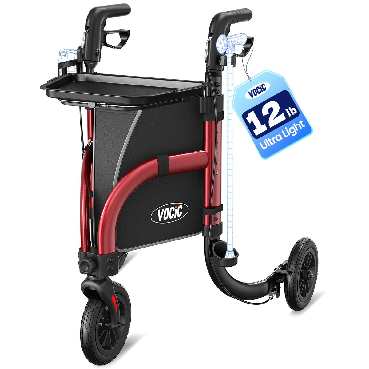 3 Wheel Walkers with Tray Y369