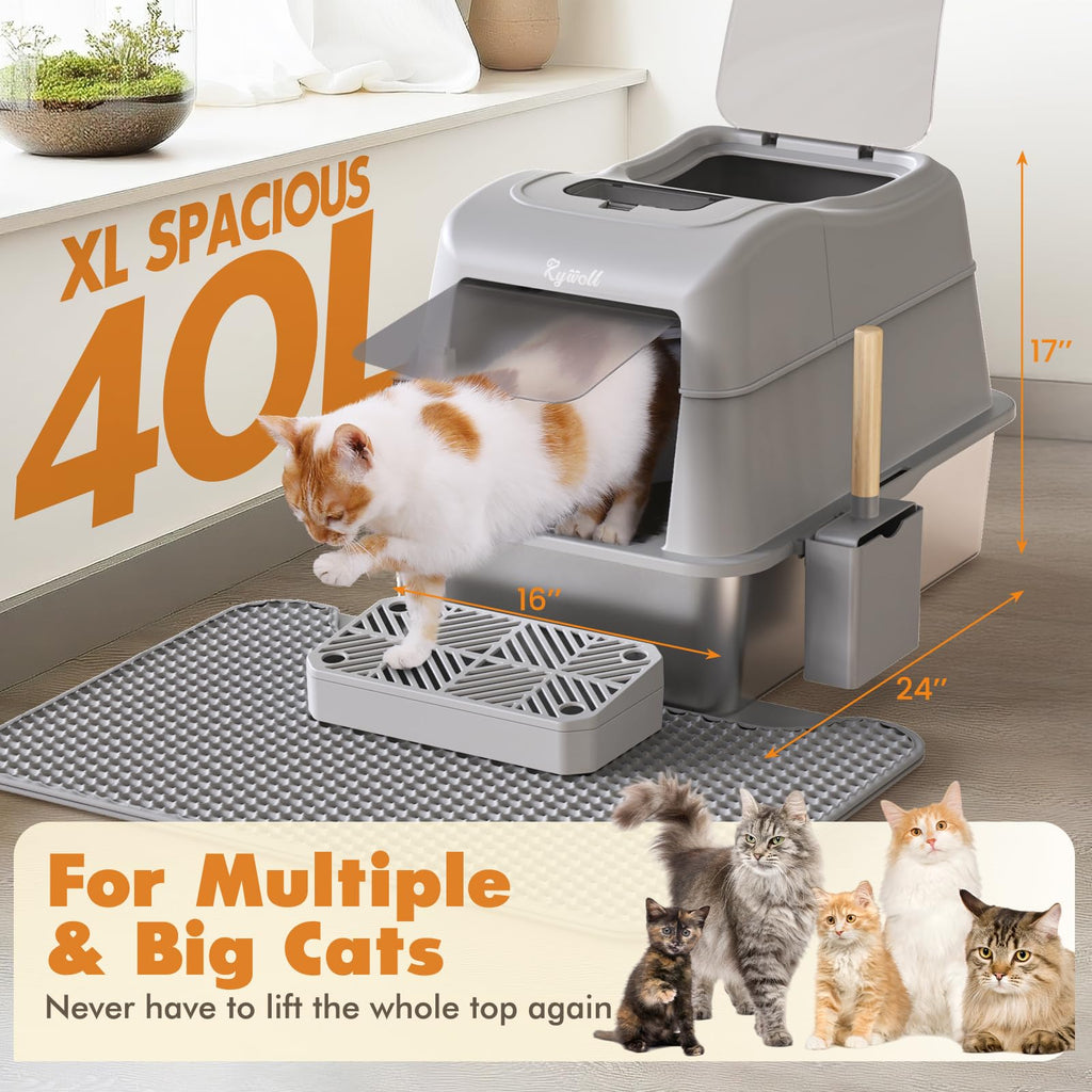Stainless Steel Cat Litter Box 40L E352