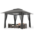 13x13 Pop Up Gazebo Tent with Mosquito Netting Grey C54341