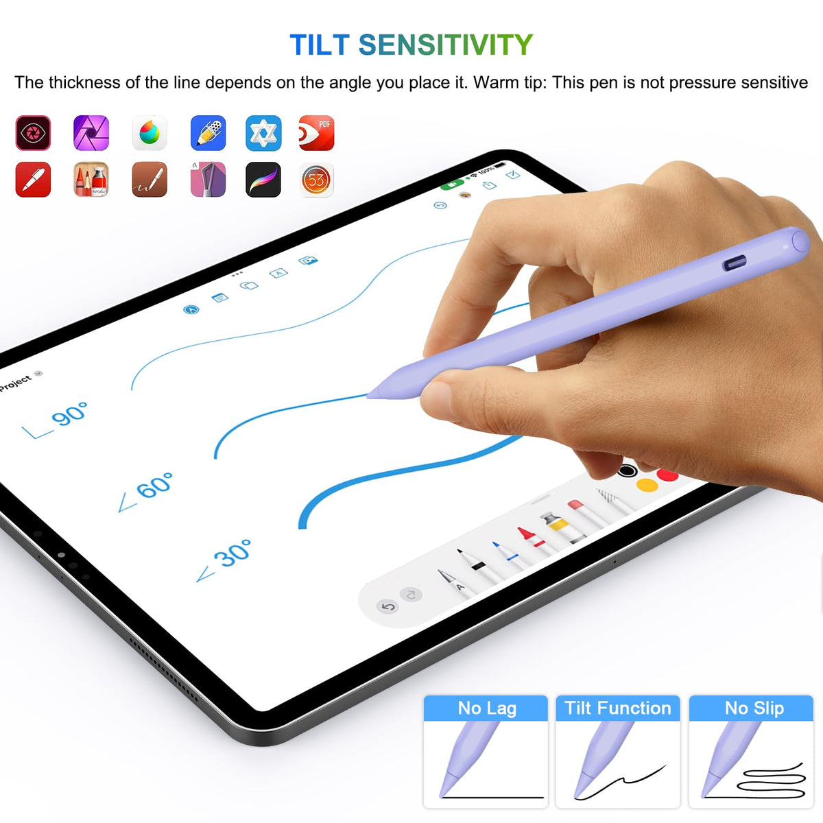 Magnetic Wireless Charging Pencil 2nd Gen Purple X618