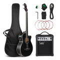 Full Size 4 Strings Acoustic Electric Bass Guitar Kit Matte Black B729