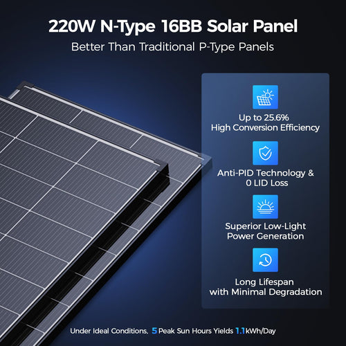 220 Watt Monocrystalline Solar Panel Kit with 30A PWM Charge Controller S9166