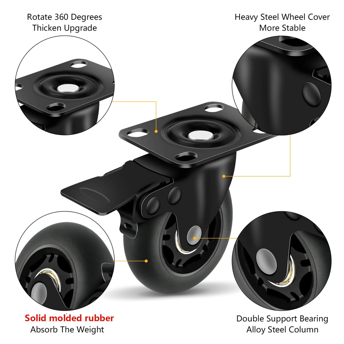 3” Lock Casters Set of 4 Heavy Duty I5326