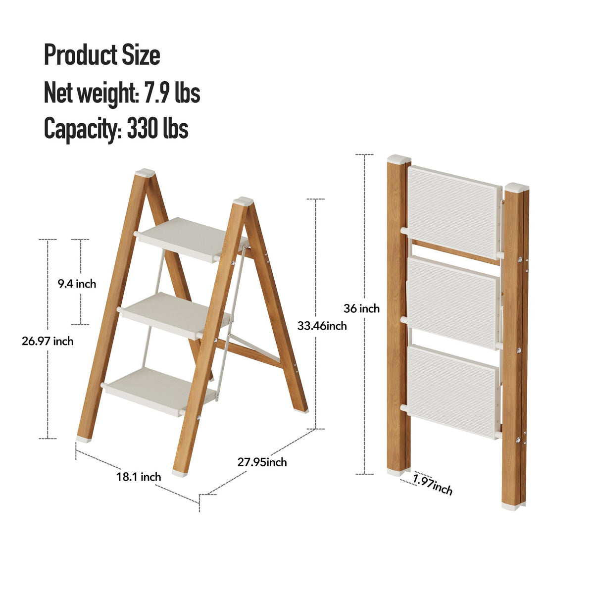 3 Step Aluminum Foldable Step Stool L243
