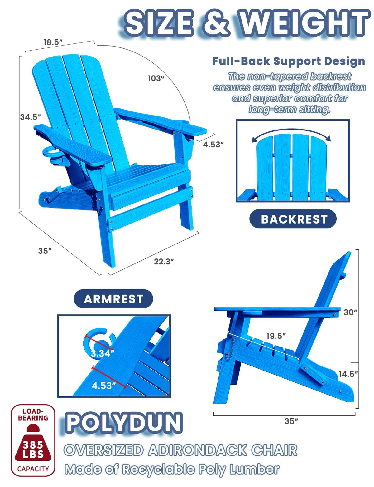 Folding Adirondack Chair with 2 Cup Holders A822755