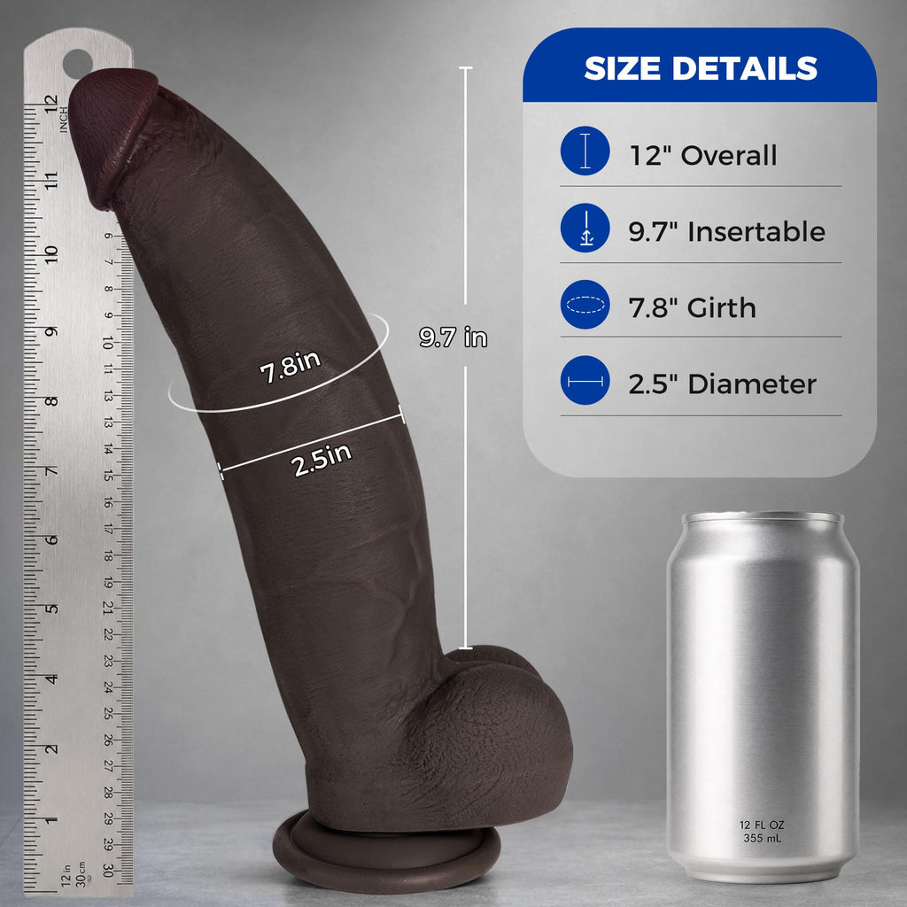 12 Inch Thick Black Dildo Y3295