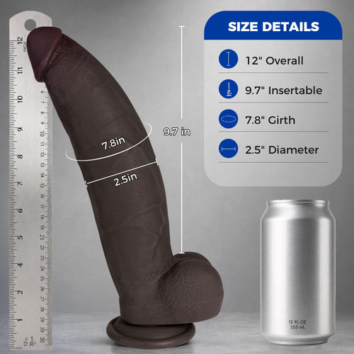 12 Inch Thick Black Dildo Y3295
