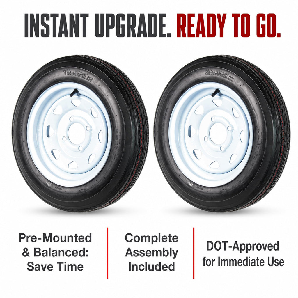 2-Pack Trailer Tire Rim Assembly 4.80-12 White 4 Lug A85073