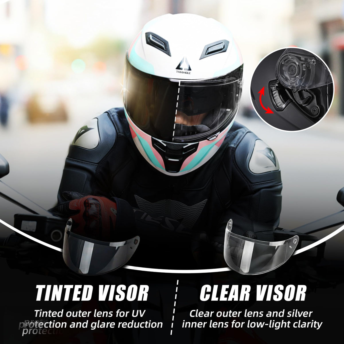 Full Face Motorcycle Helmet Dual Visor J2228