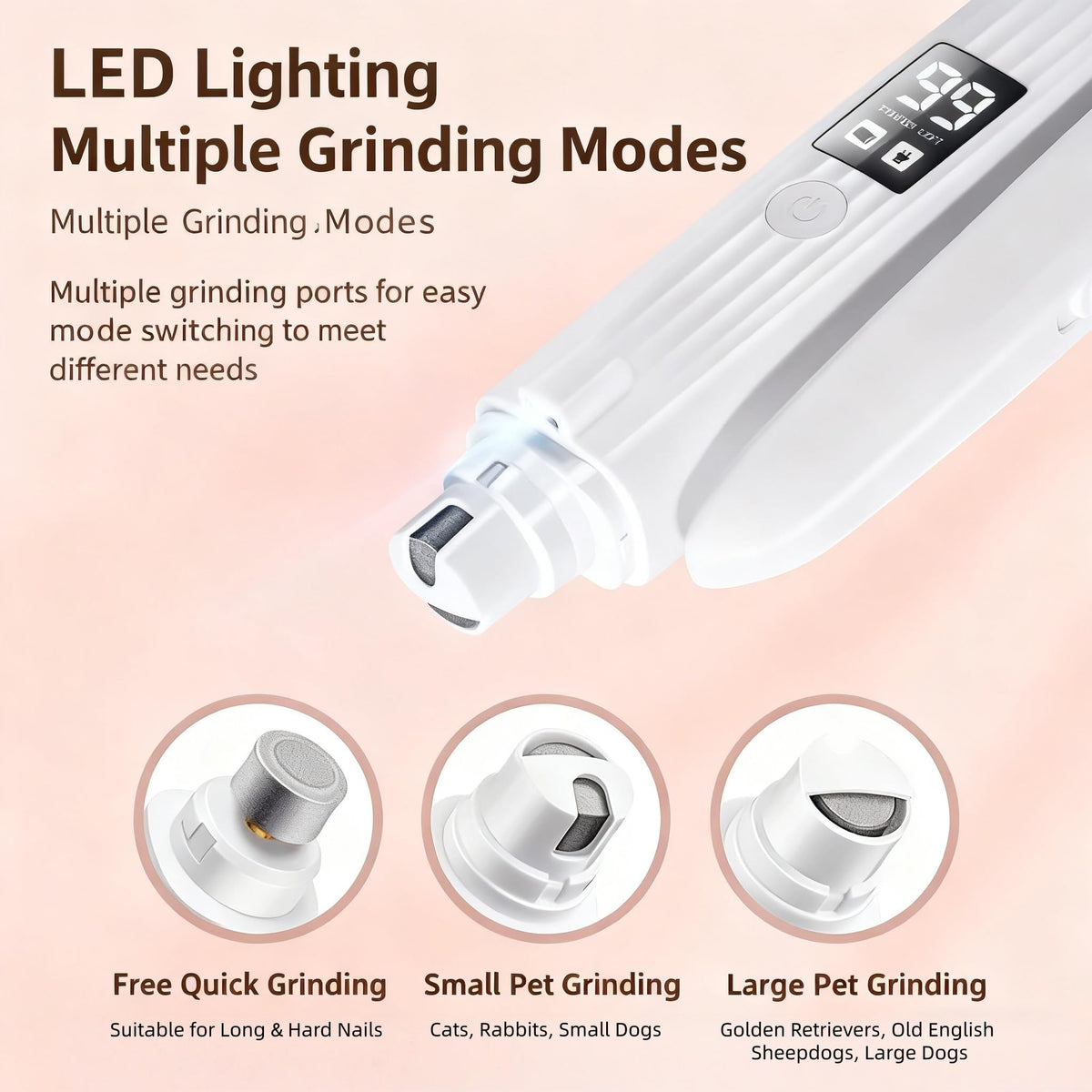 2-in-1 Dog Cat Nail Clipper Grinder with LED Light Q102964