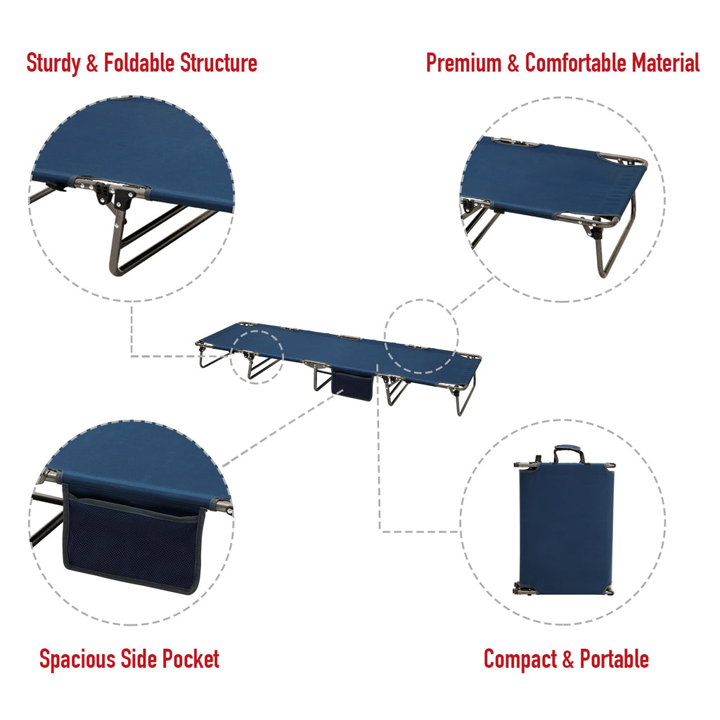 Portable Folding Camping Cot with Pillow Blue 2PC B369