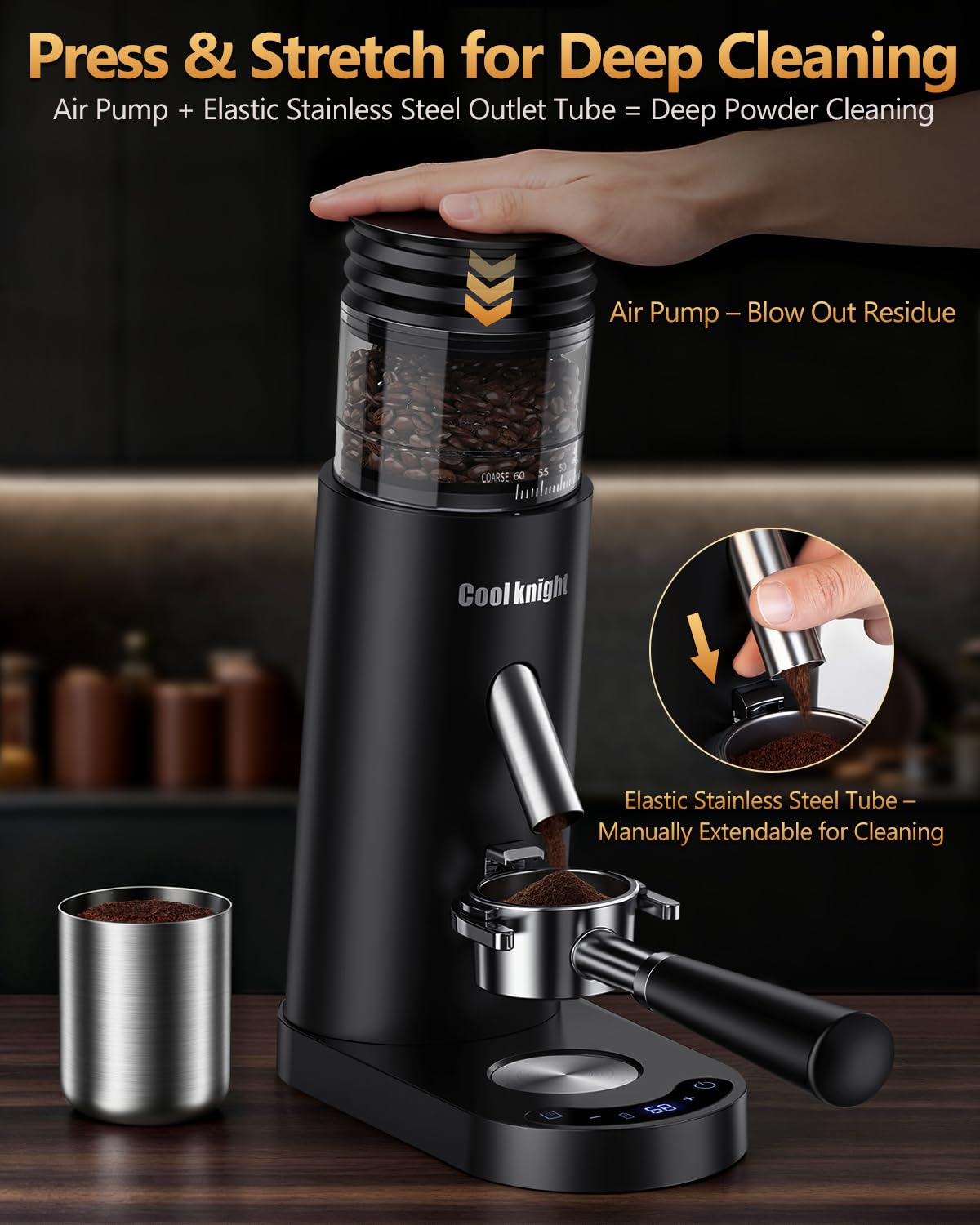 Rechargeable Conical Burr Coffee Grinder with 60 Grind Settings Z9144