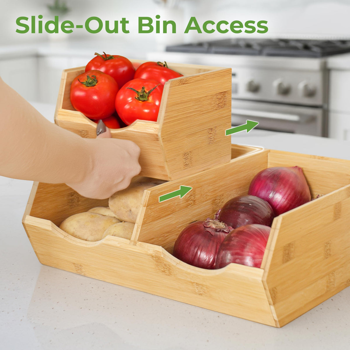 Bamboo Stackable Pantry Storage Bins Set of 3 T958820