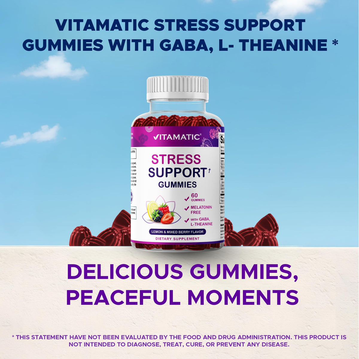 Lemon & Mixed Berry Flavor 60 Gummies Vegan Non-GMO Gluten-Free I50120