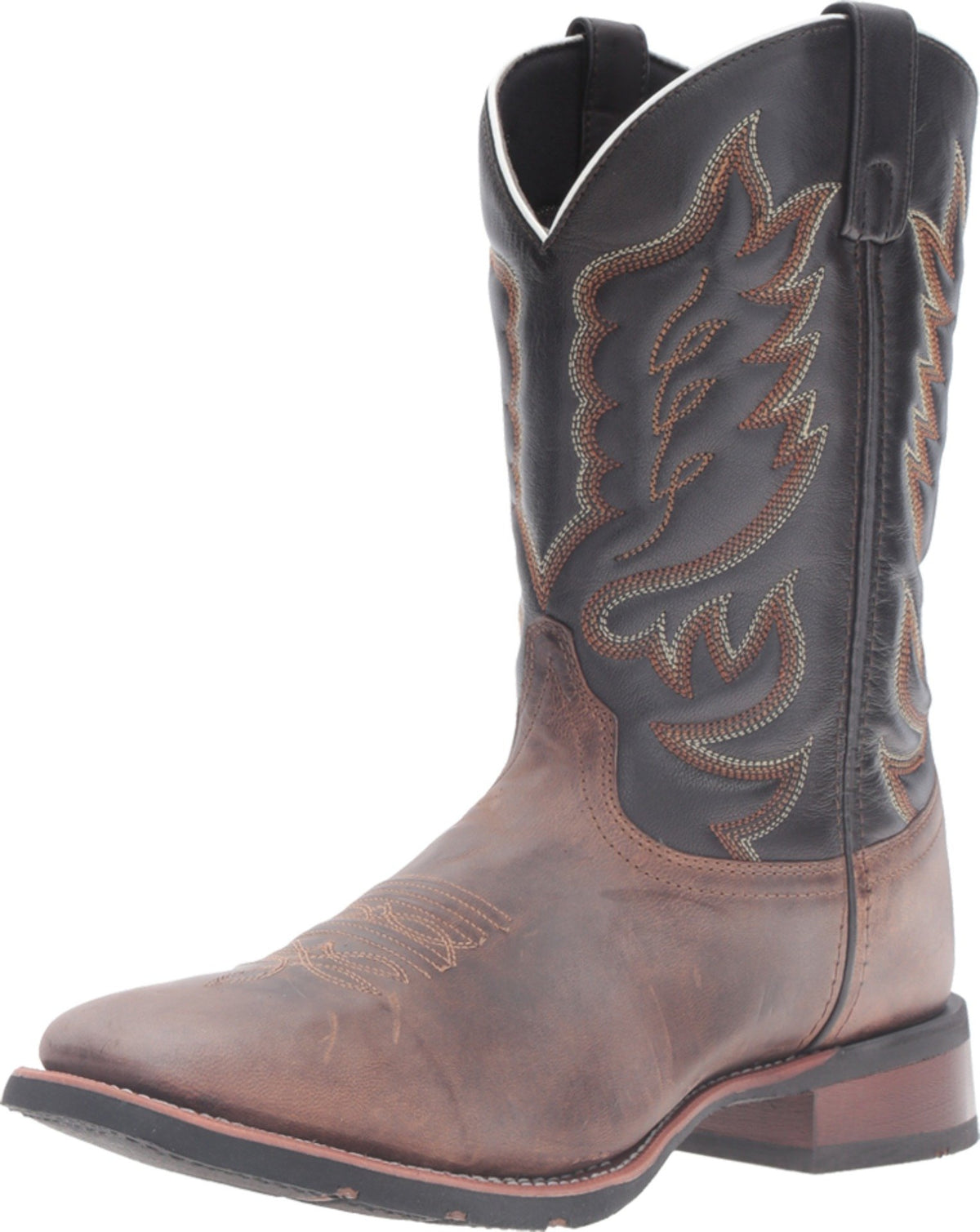 Brown Mid Calf Square Toe Pull On Boots J5850