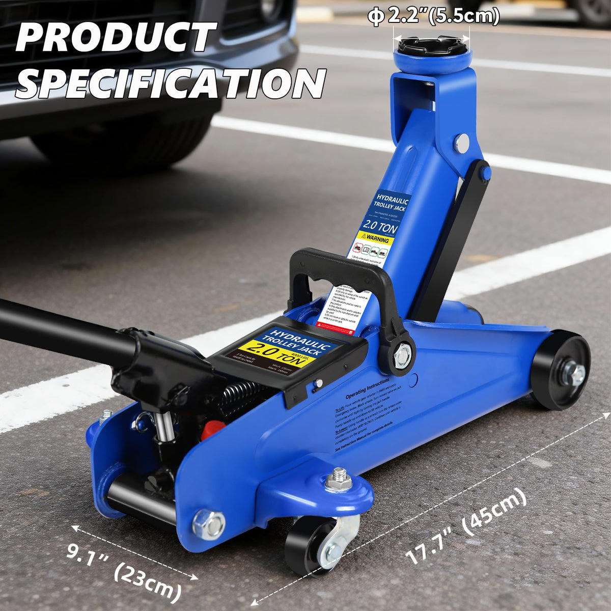2 Ton Low Profile Floor Jack, 4000 lbs, Blue A95587
