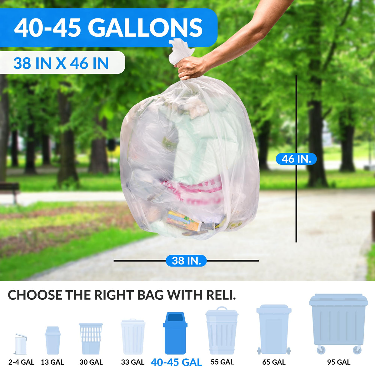 Clear Trash Bags with Twist Ties 250 Count Heavy Duty Q4589