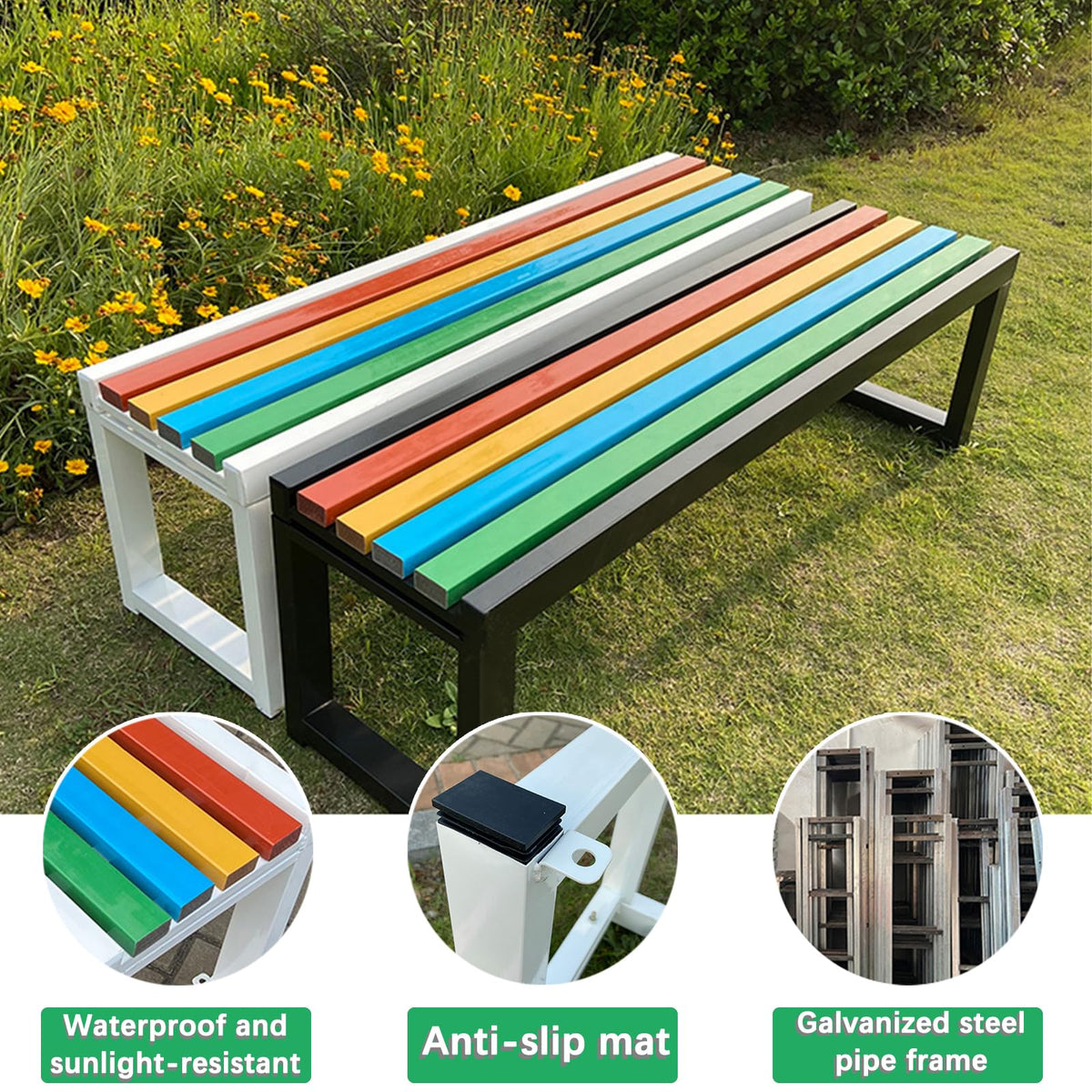 Weatherproof Metal Garden Bench 150 × 40 × 45 cm N182287
