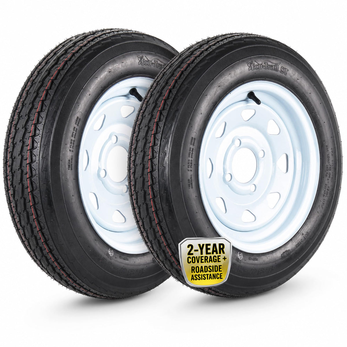 2-Pack Trailer Tire Rim Assembly 4.80-12 White 4 Lug A85073