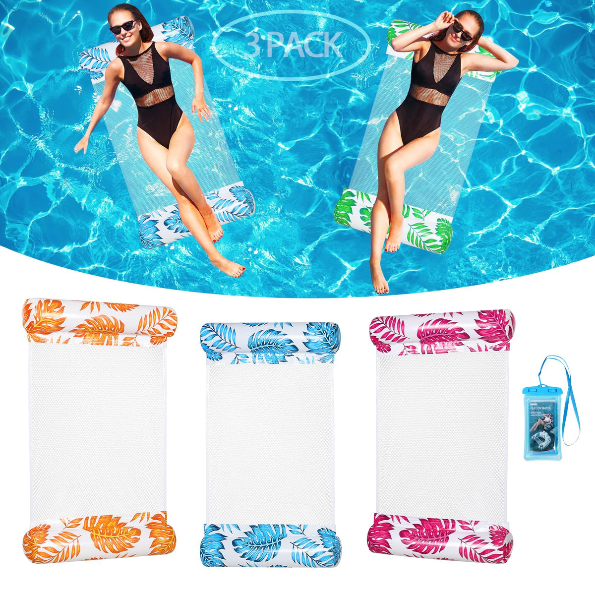 3/5/8 Pack 4-in-1 XL Pool Hammock Float P1257