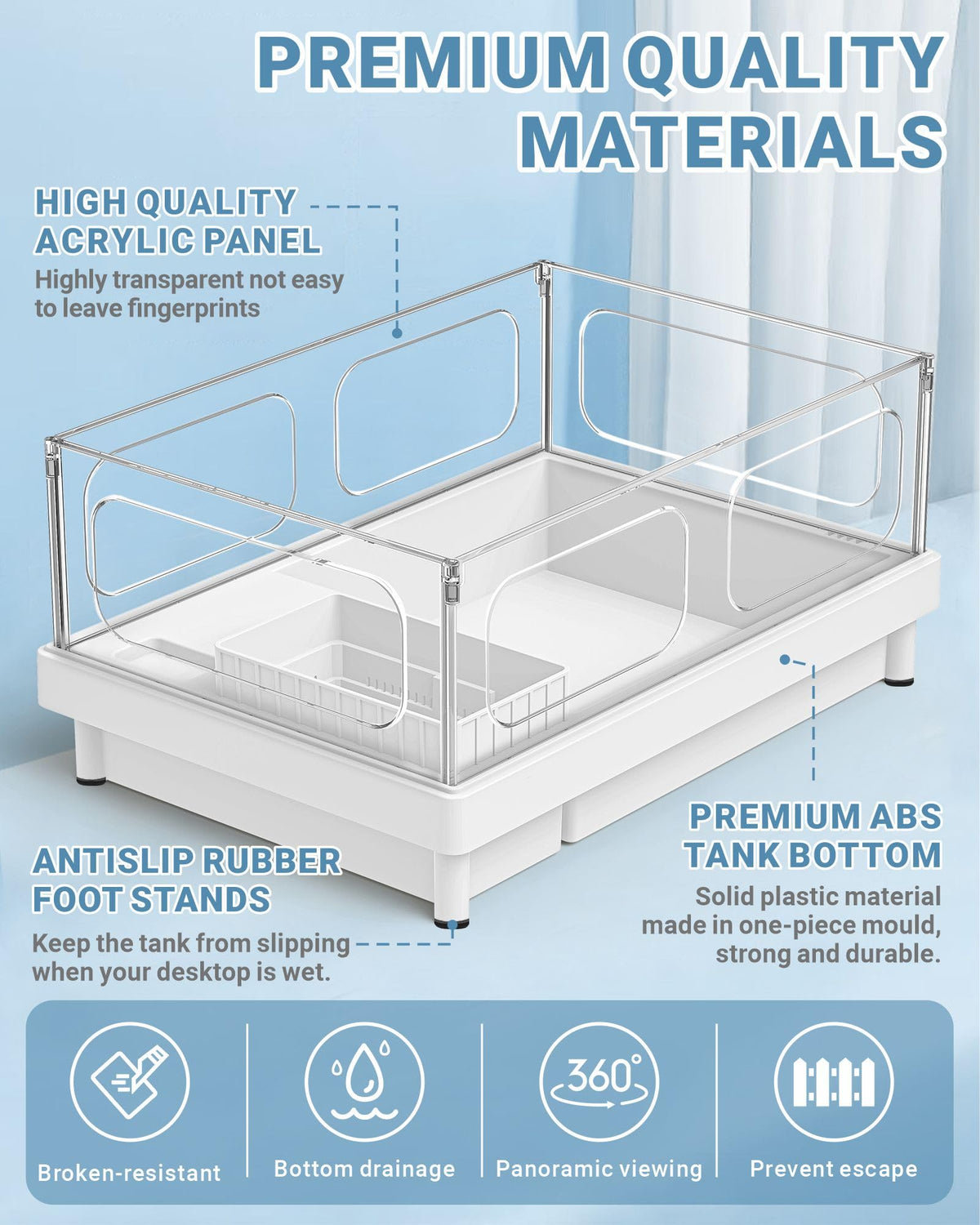Small Turtle Tank Kit with Adjustable Lamp and Filter A608