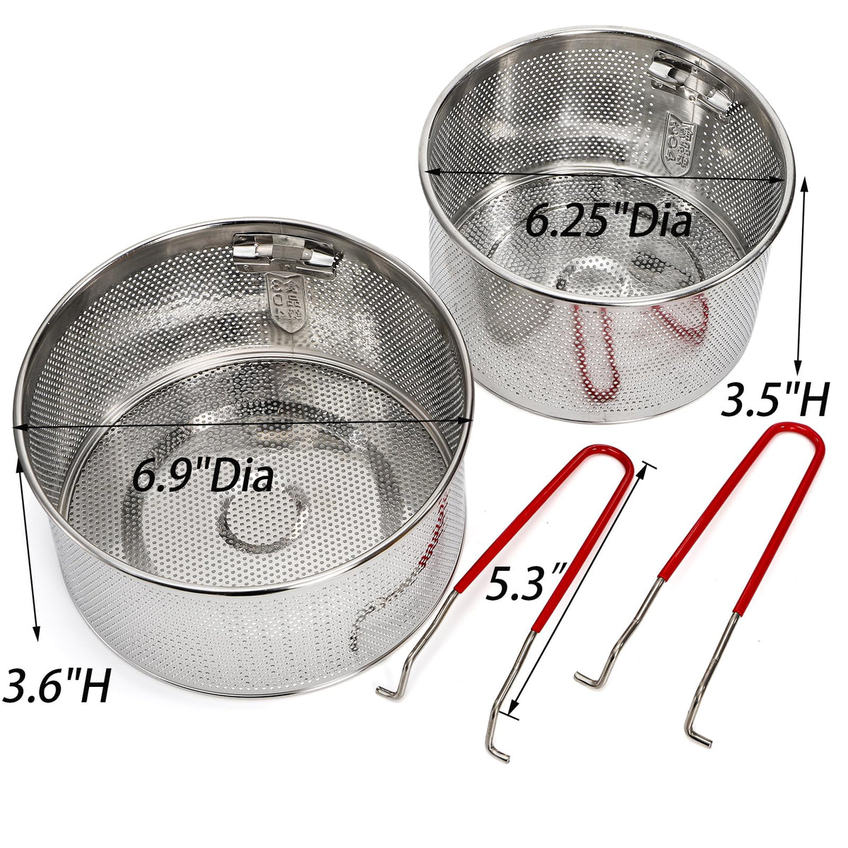 Set of 2 Stainless Steel Pasta Strainers with Removable Handle Y255