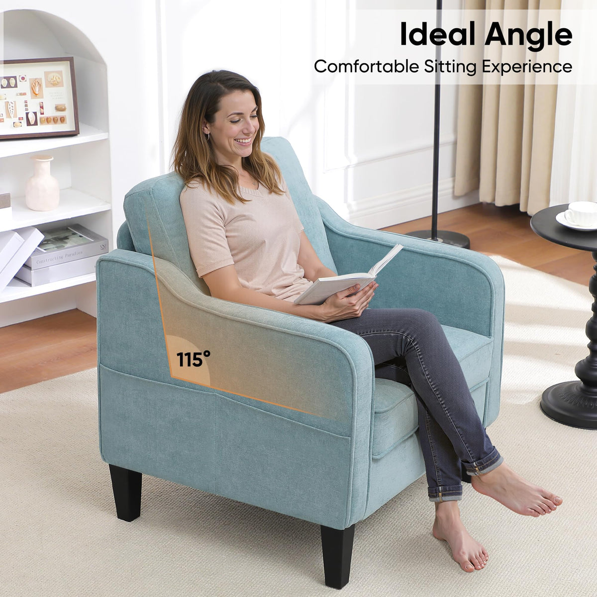 Teal Green Upholstered Accent Chairs Set of 2 P221084